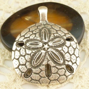 Large Rustic, Vintage Look, Sand Dollar Pendant - Mykonos Casting Beads (1) - M21