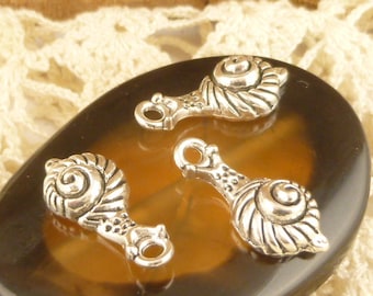 Whimsical Snail Charm, Antiqued Silver Realistic Snail Charm (8) - S61