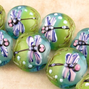 21mm Blue Dragonfly Glass Focal Beads  (2)