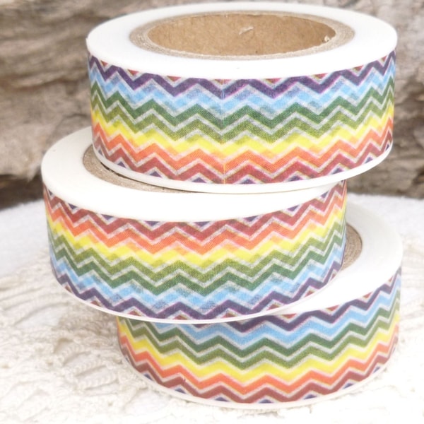 Washi Tape, Striped Washi Tape, Zig Zig Washi, Hippie Washi Tape, Chevron Washi Tape, Full Roll - P687