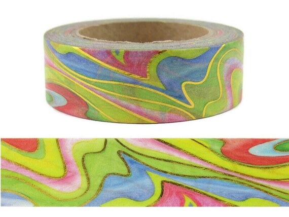 Metallic Washi Tape, Abstract Print Foil Washi Tape, Hippie Tie Dye Washi  Tape, Full Roll CWWTS-10 