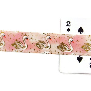 Échantillon Washi Tape Foil, Pink Swan Washi Tape, Gold Foil Swan Washi Tape, 36" Sample Washi Tape - CWWTS-5
