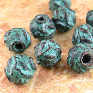 8mm Olive Leaves Spacer Beads, Rustic, Patina, Mykonos Casting Beads (4) - M59