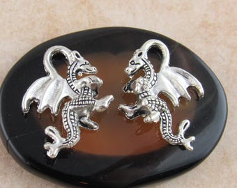 20mm Dragon Charm, Antique Silver 3D Dragon Serpent Charms (6) - S100