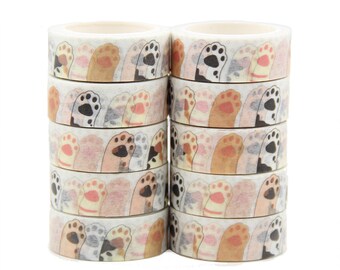 Cat Paw Washi Tape, Kitty Paw Washi Tape, Cat Lover Washi Tape, Full Roll - SSS