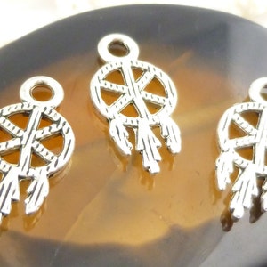 Antique Silver Tiny Dreamcatcher Charms (20) - S16