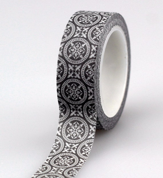 Flower Washi Tape- Black/White