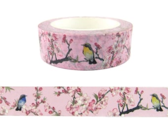 Washi Tape Pink Flowers, Cherry Blossoms Washi Tape, Full Roll - CWWTS-5