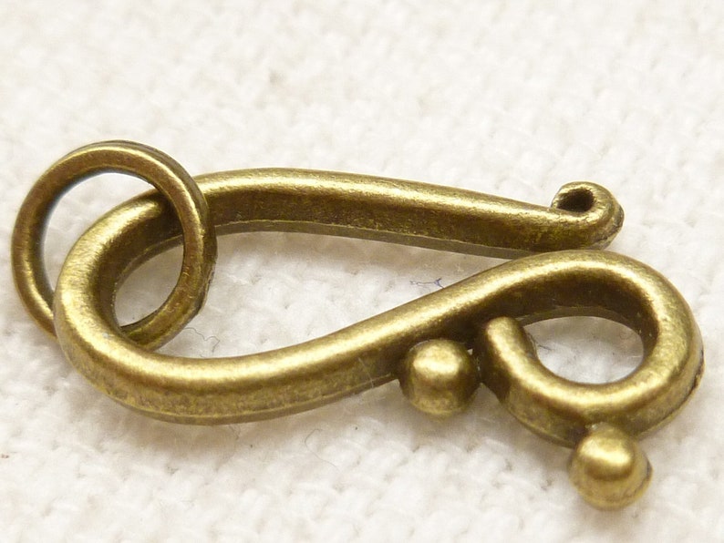 Antique Bronze Clasp, Hook and Eye Clasp Closure 4 sets A28 image 2