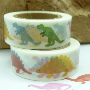 Cinta Washi de dinosaurio, Cinta Washi para niños, Rollo completo - KK1905