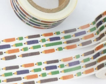 Washi Tape Pencil, School Washi Tape,  Full Roll - F1024