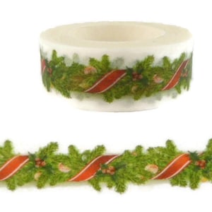 Christmas Garland Washi Tape, Holiday Fir Wreath Washi Tape, Full Roll -  CWWTS