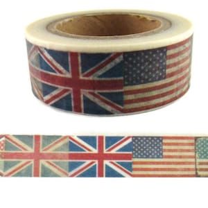 Ruban adhésif washi drapeau américain, ruban adhésif Washi drapeau Union Jack, ruban adhésif Washi drapeau britannique, rouleau complet - L
