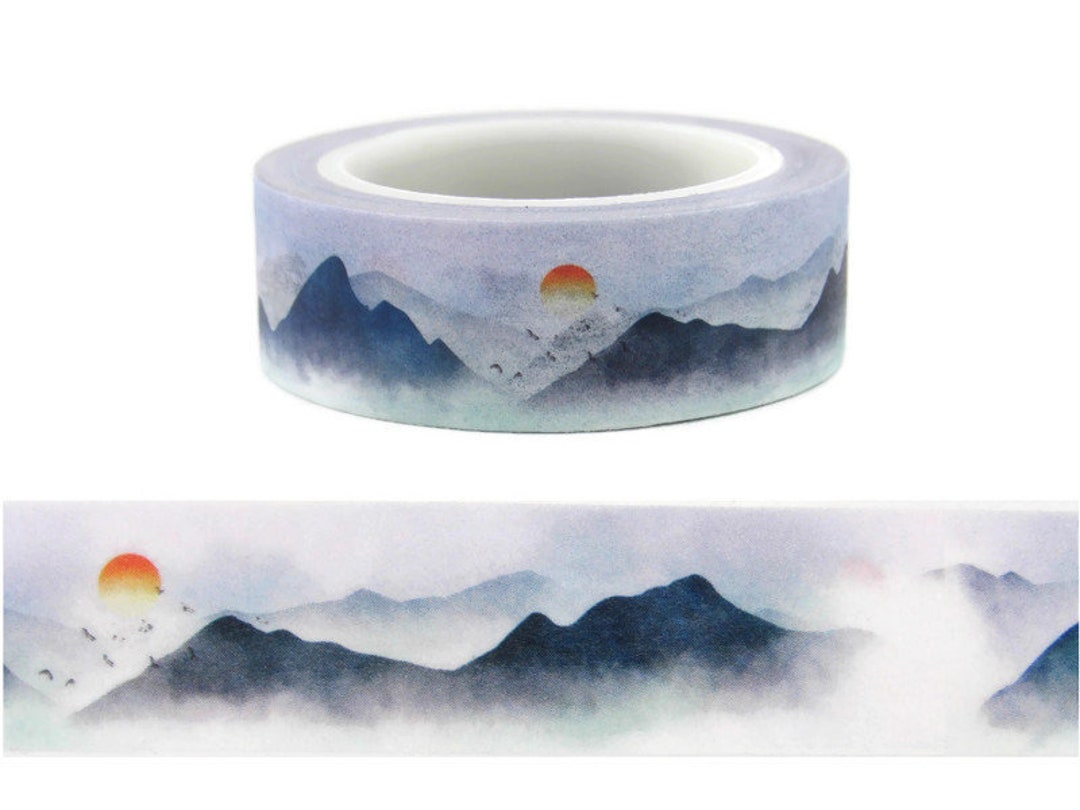 Washi Tape Misty Mountains Sunset Nature Washi Tape Skyline Etsy