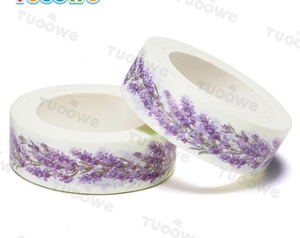 Washi Tape Purple Flowers, Lavender Washi Tape,  Full Roll - SSS2