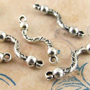 Ornate Snake Shape Connector Finding Charm, Antique Silver (10) - SF71
