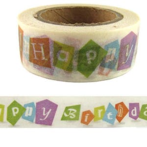 Washi Tape, Happy Birthday Washi Tape, Full Roll - G