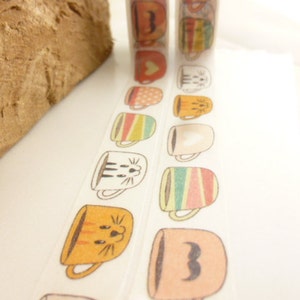 Washi Tape Coffee or Tea Cup Cat Lover Washi Tape, Full Roll MM2040 image 2