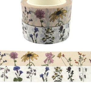 Realistic Wildflower Washi Tape, Flower Washi Tape, Full Roll - CWWTS