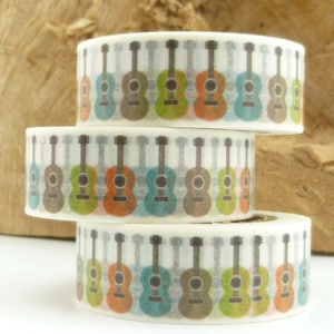Cinta Washi, Cinta Washi de guitarra, Cinta Washi de ukelele, Cinta Washi de instrumentos musicales, Rollo completo - II1708