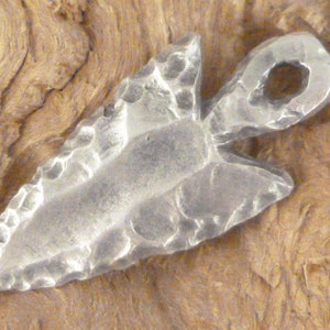 Silver Carved Arrow Pendant, Antique Pewter Rustic, Neolithic Bow and Arrowhead Pendant Charm, Mykonos Casting (1) - M67 - X6182