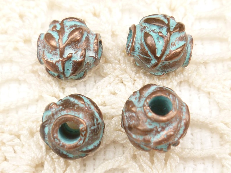Mykonos Casting Beads - M59 Rustic Patina X2687 4 8mm Olive Leaves Spacer Beads