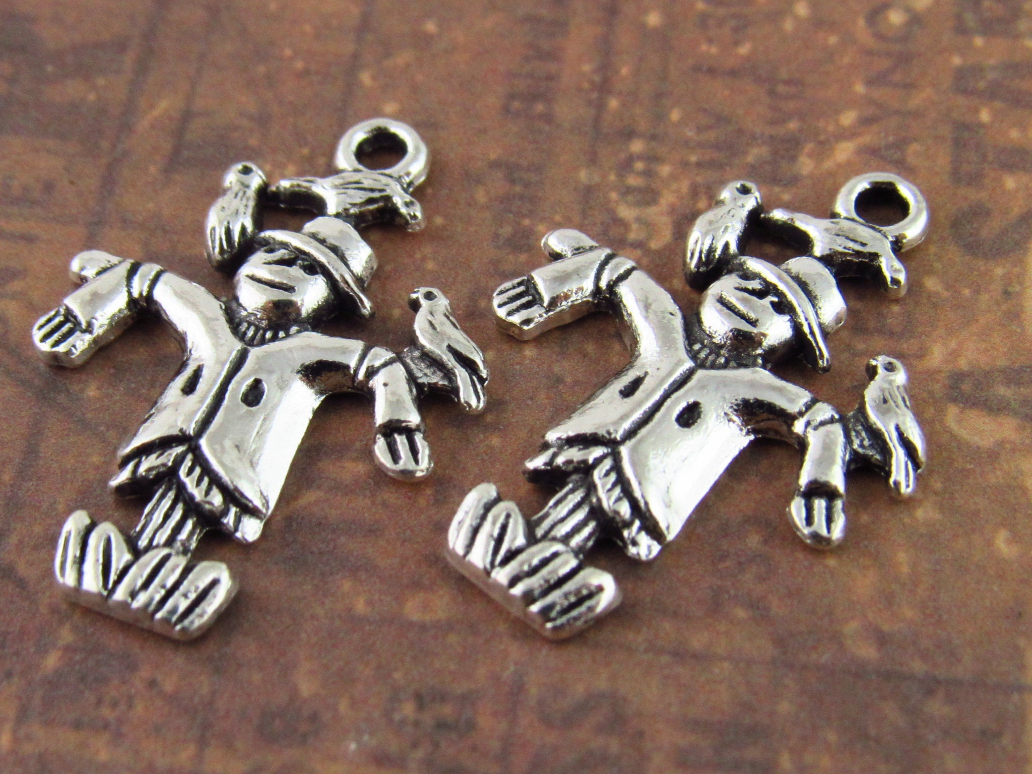 Scarecrow Gardening Charm Sterling Silver - Made in the USA Scarecrow Gardening Charm Sterling Silver - Made in the USA