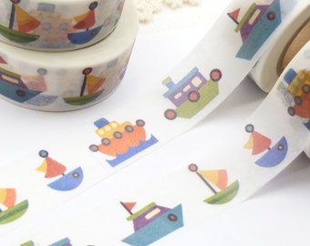 Washi Tape Boat, Ships  Washi Tape, Nautical Washi Tape,  Full Roll - Z627