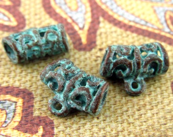 Filigree Patina Slider Bail, Blue Patina Bail, Mykonos Casting (6) - M24 -  X3597