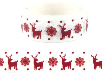 Washi Tape Reindeer, Christmas Washi Tape, Holiday Washi Tape, Full Roll  - CWWTS