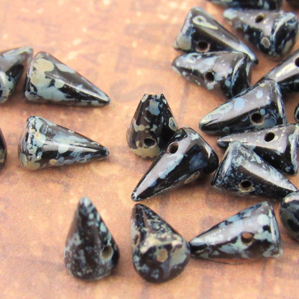 8x5 Black Picasso Spikes Czech Glass Beads (12) - BM1