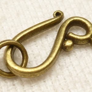 Antique Bronze Clasp, Hook and Eye Clasp Closure 4 sets A28 image 1