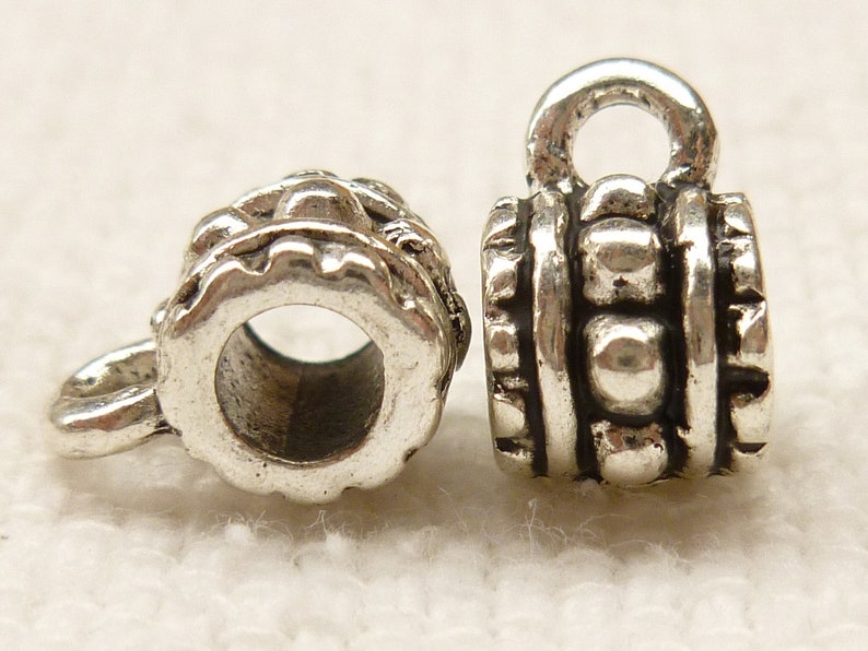 10 SF38 Antique Silver Ornate European Slider Bail