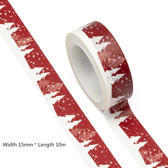 Washi Tape Red Christmas Tree, Red Holiday Washi Tape, Full Roll SSS1 