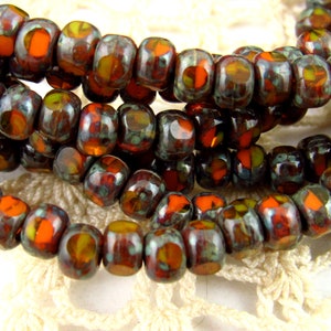 4x3 Pumpkin Orange Trica Beads, Czech Glass beads, Seed Beads, Glass Spacer Beads (50 beads) -1120/TRC