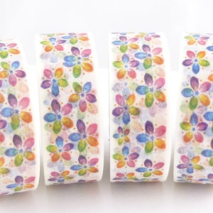 Washi Tape, Rainbow Flower Washi Tape, Full Roll - H1348