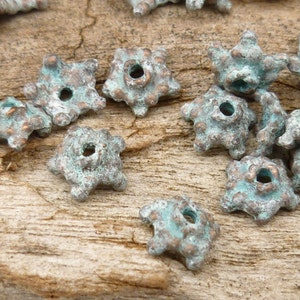 Tiny Bali Style Star Bead Cap, Rustic, Patina, Mykonos Casting Beads (10) - M20 - X4066