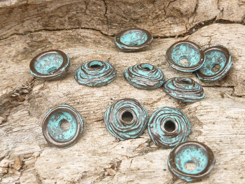 6mm Small Swirl Bead Cap, Rustic, Patina, Mykonos Casting Beads 10 M43 X3333 image 4