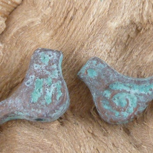 13mm Rustic Patina Peace Dove, Swallow Bird Spacer Bead, Mykonos Casting Beads (4) - M95 - X2980