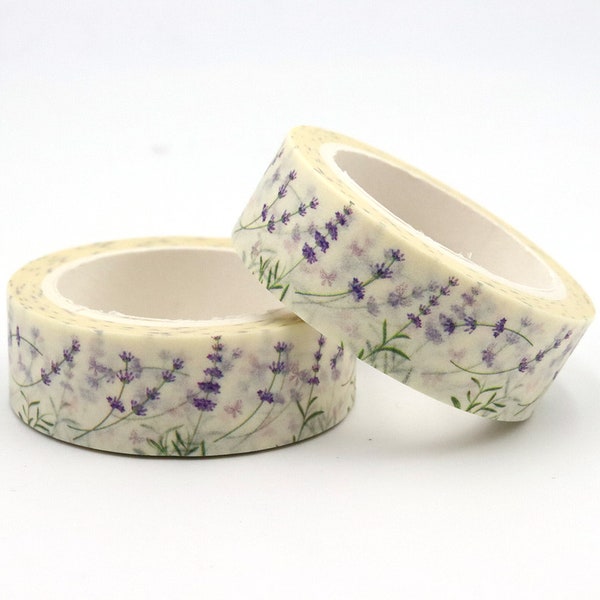 Washi Tape Purple Flowers, Lavender Washi Tape,  Full Roll - SSS9