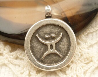 Pewter Taurus Zodiac Symbol Casting Pendant Charm, Silver Mykonos Casting Beads (2)