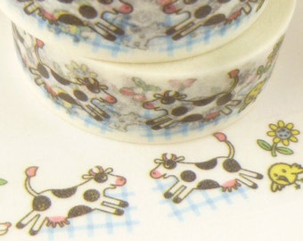 Cow Washi Tape,  Funny Cartoon Animal Washi Tape, Full Roll - Q1134