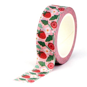 Red Strawberry Washi Tape, Fruit Washi Tape, Full Roll - CWWTS-15