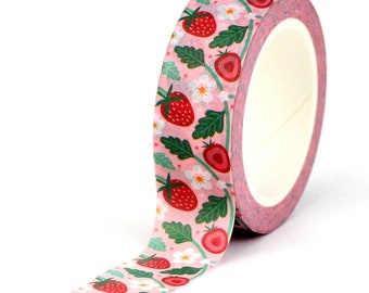 Red Strawberry Washi Tape, Fruit Washi Tape, Full Roll - CWWTS-15