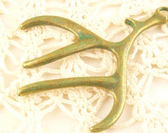 50mm Patina Deer Antler Pendants Charms  (2)