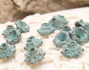 Ornate Bali Style Bead Cap, Rustic, Patina Bead Cap, Mykonos Casting (10) - M56 - X4064