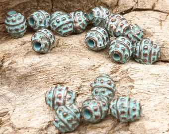 6mm Spikey, Bali-style Barrel Spacer Bead, Rustic, Patina Beads, Mykonos Casting Beads (10) - M30 - X4057