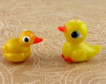 Cuentas de vidrio de pájaro bebé amarillo, cuentas de vidrio de lámparas de pollo (2)