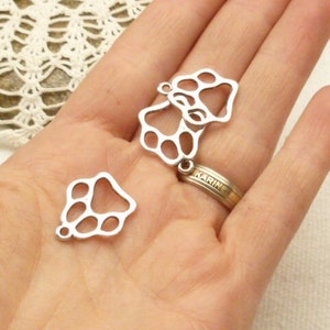 19mm Dog Paw Print Charm, Cat Paw Print Charms, Silver Tone 8 S60 image 4