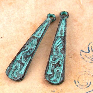Patina Kokopelli Fertility Charm Pendant, Agriculture, Southwestern Symbol, Tribal Figure, Mykonos (2) - M12 - X0676